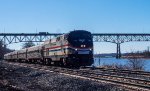 AMTK 710 leads Empire Service train north along the Hudson River